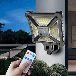 CIZGIM Solar Powered Outdoor Light IP65 Waterproof Motion Sensor Solar Powered Light 3 Intelligent Lighting Modes with Remote Control Wall Security Light for Fence Yard Garden Patio Front Door