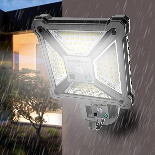 CIZGIM Solar Powered Outdoor Light IP65 Waterproof Motion Sensor Solar Powered Light 3 Intelligent Lighting Modes with Remote Control Wall Security Light for Fence Yard Garden Patio Front Door