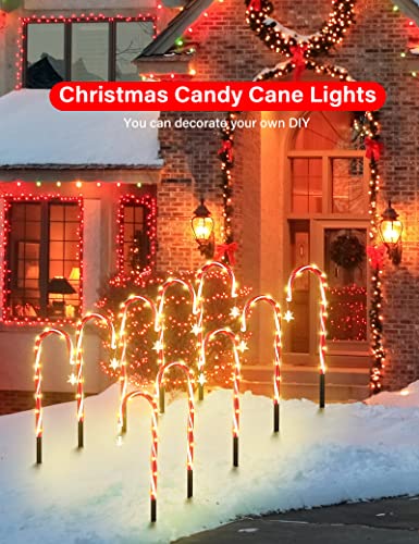 12 Pack Solar Christmas Candy Cane Lights, 21" Candy Cane Pathway Lights Outdoor Markers Christmas Decorations Lights with 8 Lighting Modes, for Xmas Holiday Party Garden Walkway Patio Garden Decor