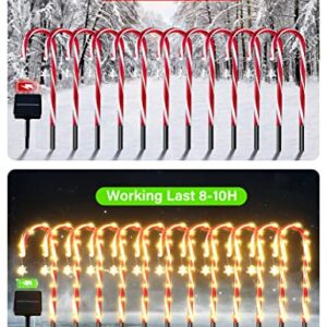 12 Pack Solar Christmas Candy Cane Lights, 21" Candy Cane Pathway Lights Outdoor Markers Christmas Decorations Lights with 8 Lighting Modes, for Xmas Holiday Party Garden Walkway Patio Garden Decor