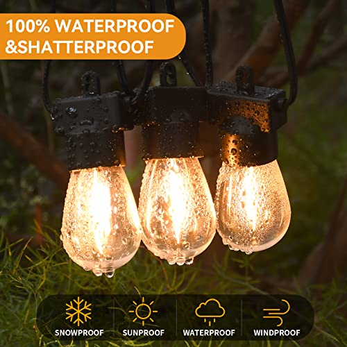 Aialun 96FT LED Outdoor String Lights, Outside Patio Backyard Light with 2200K Shatterproof Edison Bulbs, Heavy-Duty Commercial Grade Weatherproof Strand Decorative Café Porch Bistro Garden Tree