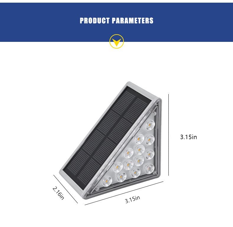 ZONGXFF LED Solar Stair Light, Outdoor Step Light,Solar Step Light Outdoor Waterproof, Wiring-Free, Automatic on/Off, Cool White 6-Piece Light All Night for Garden Driveway