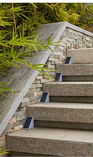 ZONGXFF LED Solar Stair Light, Outdoor Step Light,Solar Step Light Outdoor Waterproof, Wiring-Free, Automatic on/Off, Cool White 6-Piece Light All Night for Garden Driveway