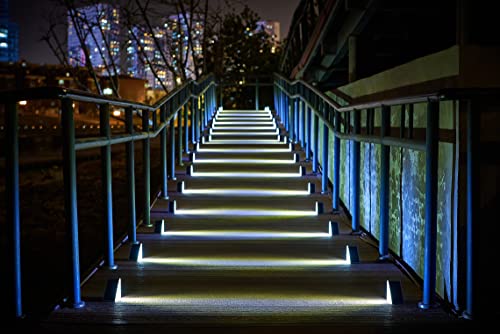 ZONGXFF LED Solar Stair Light, Outdoor Step Light,Solar Step Light Outdoor Waterproof, Wiring-Free, Automatic on/Off, Cool White 6-Piece Light All Night for Garden Driveway