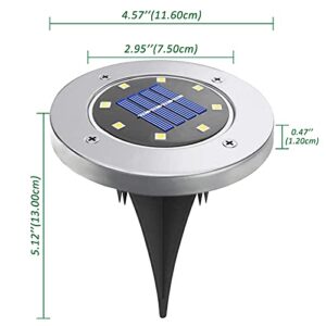 Solar Ground Lights, 8 Pack Solar Lights Outdoor, 8 LEDs Solar Garden Lights, in-Ground Disk Lights Waterproof Landscape Lighting for Lawn/Pathway/Yard/Driveway/Walkway/Sidewalk/Deck/Patio(Warm White)