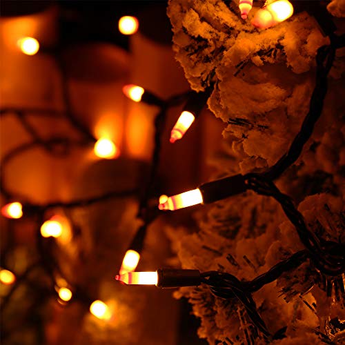 ⭐️Halloween String Lights - 24ft 100 Incandescent Orange&Yellow Mini Bulbs Lights, Halloween Lighting Decor for Outdoor&Indoor Use, Fairy Garden, Yard, Home, Party, Holiday, Halloween Decorations