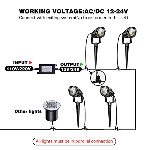 LAVAED 10W LED Landscape Lights with Connectors 12V Low Voltage Landscape Lighting Outdoor Spotlights 1000LM Warm White Waterproof Garden Uplights for Pathway,Patio,Tree,Flag,Yard(8 Pack)