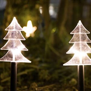 fuchsun christmas pathway lights decorative garden display led light 5 pieces warm white battery operated for indoor and outdoor holiday decoration-tree