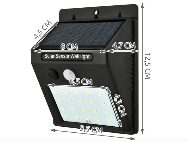 Solar Outdoor Lights -120° Angle Illumination LED Solar Lights Outdoor Waterproof (Ip65) - Easy to Install Wireless Security Outdoor Solar Lights for Yard, Front Door, Garage Garden, Fence, Porch