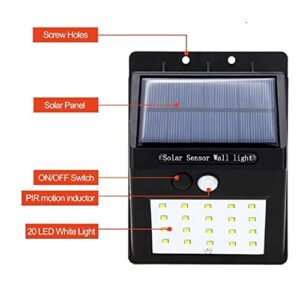 Solar Outdoor Lights -120° Angle Illumination LED Solar Lights Outdoor Waterproof (Ip65) - Easy to Install Wireless Security Outdoor Solar Lights for Yard, Front Door, Garage Garden, Fence, Porch