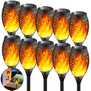 staaricc 10pack solar outdoor lights, solar torch light with flickering flame for outdoor decorations, waterproof solar powered outdoor lights, solar garden lights for outside yard patio garden decor