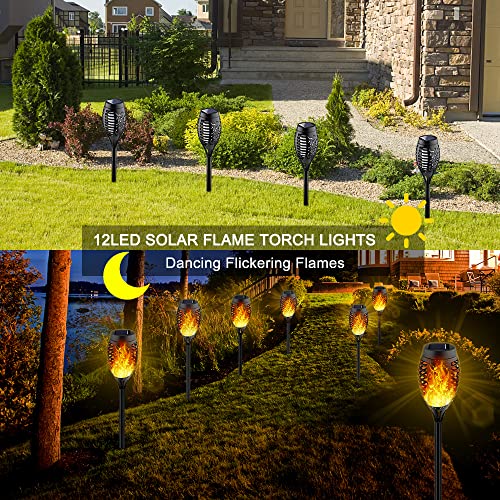 Staaricc 10Pack Solar Outdoor Lights, Solar Torch Light with Flickering Flame for Outdoor Decorations, Waterproof Solar Powered Outdoor Lights, Solar Garden Lights for Outside Yard Patio Garden Decor