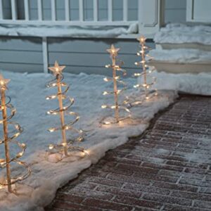 Joiedomi 4 Pack 18" Spiral Christmas Tree Pathway Light, 100 Count Warm White Waterproof Pathway Yard Stake for Christmas, Garden, Lawn, Indoor Outdoor Holiday Decoration