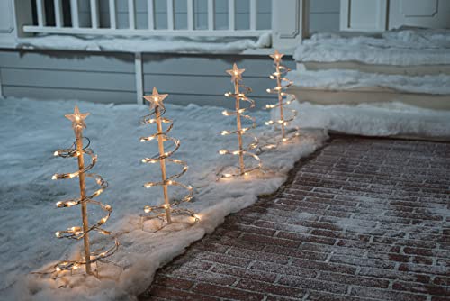 Joiedomi 4 Pack 18" Spiral Christmas Tree Pathway Light, 100 Count Warm White Waterproof Pathway Yard Stake for Christmas, Garden, Lawn, Indoor Outdoor Holiday Decoration