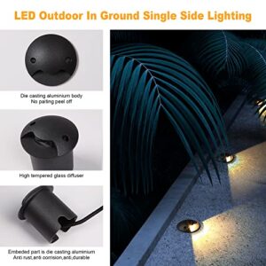 Well Lights Landscape Light Outdoor In Ground Lights Low Voltage LED 2W AC/DC 12V 24V Warm White Waterproof IP67 Aluminium Single Side Lighting for Garden,Yard, Driveway Fence Deck 2Pack