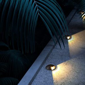 Well Lights Landscape Light Outdoor In Ground Lights Low Voltage LED 2W AC/DC 12V 24V Warm White Waterproof IP67 Aluminium Single Side Lighting for Garden,Yard, Driveway Fence Deck 2Pack