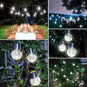 GZKPL Outdoor Solar Light, Waterproof Hanging Lantern Decorative Garden Lights with Cracked Glass & Hook for Patio, Tree, Yard, Camper, Lawn, Pool, Christmas Decor (Cool White)