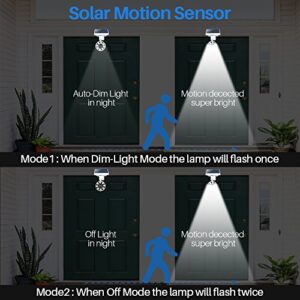 Solar Motion Light Outdoor Aluminum of 2, 1400-Lumens 9W LED(130W Equi.), No Power Required Solar Flood Security Spot Lights for Camp Driveway Patio Path Garden, 100-Week Protection for 100% Free