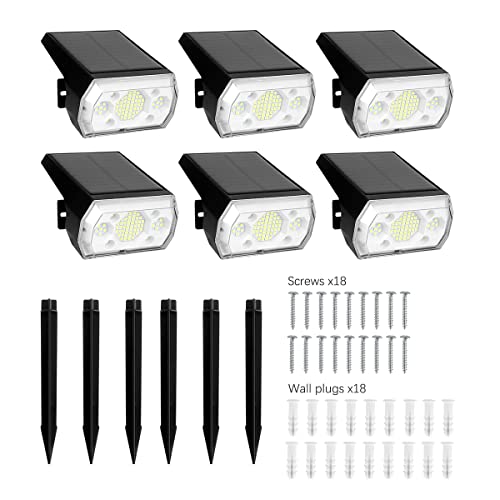 BriSunshine Solar Spot Lights Outdoor,IP65 Landscape Spotlights Waterproof Solar Powered for Yard Garden,2 in 1,Auto ON/Off (6 Pack/64 LED/3 Modes)