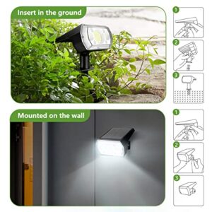 BriSunshine Solar Spot Lights Outdoor,IP65 Landscape Spotlights Waterproof Solar Powered for Yard Garden,2 in 1,Auto ON/Off (6 Pack/64 LED/3 Modes)