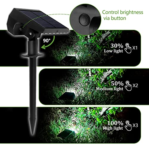 BriSunshine Solar Spot Lights Outdoor,IP65 Landscape Spotlights Waterproof Solar Powered for Yard Garden,2 in 1,Auto ON/Off (6 Pack/64 LED/3 Modes)