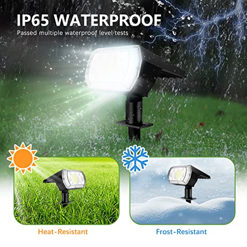 BriSunshine Solar Spot Lights Outdoor,IP65 Landscape Spotlights Waterproof Solar Powered for Yard Garden,2 in 1,Auto ON/Off (6 Pack/64 LED/3 Modes)