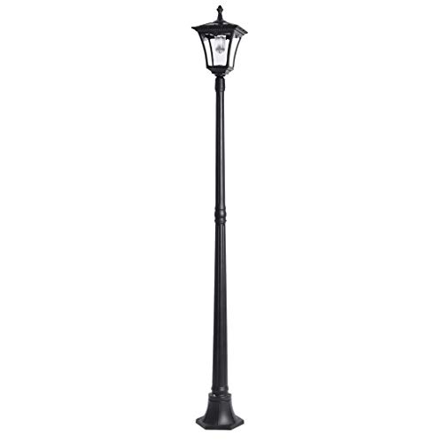 Sterno Home GL23716BK Outdoor Solar LED Street Light, for Patio, Post Light, Garden, 80” High, 1-Pack, Black