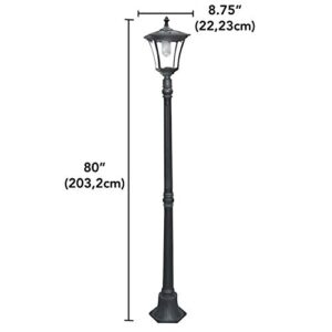 Sterno Home GL23716BK Outdoor Solar LED Street Light, for Patio, Post Light, Garden, 80” High, 1-Pack, Black