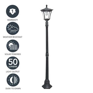 Sterno Home GL23716BK Outdoor Solar LED Street Light, for Patio, Post Light, Garden, 80” High, 1-Pack, Black