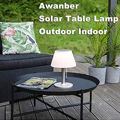 Awanber Solar Table Lamp, Support USB Charging, 3-Level Brightness Solar LED Night Lights with Pull Chain Waterproof Solar Garden Lights for Patio, Garden, Yard, Bedroom, Outdoor/Indoor Decorations