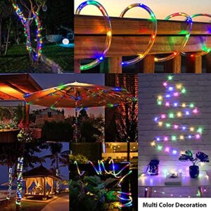 Solar Rope Lights Outdoor Waterproof LED, 40Ft 120 LEDs Color Changing LED Rope Lights with 8 Lighting Modes, Solar Powered String Lights for Christmas Garden Swimming Pool Trampoline Deck DIY Decor
