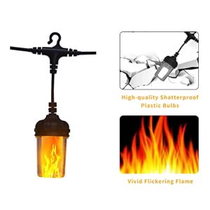 FUCHSUN $$$ 23 FT Outdoor String Lights 10 Led Flame Effect Light for Patio Backyard Porch Garden Waterproof Cafe String Lighting Outdoor Decoration for Party and Wedding-Warm White