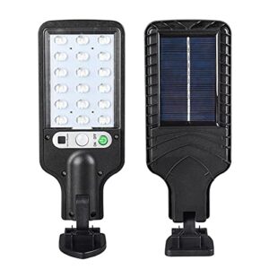 solar street lights outdoor motion sensor, dusk to dawn solar flood light with remote control, ip65 waterproof security light for parking lot, garden, street, playground(18 led)