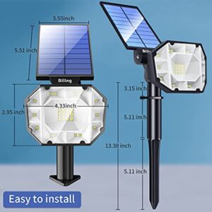 Biling 30 LED Solar Landscape Lights Spotlight, 2-in-1 Bright Solar Lights Outdoor Landscaping Spotlights, Adjustable Garden Spot Lights Solar Powered IP67 Waterproof Wall Lights White