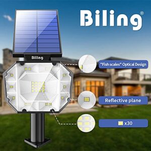 Biling 30 LED Solar Landscape Lights Spotlight, 2-in-1 Bright Solar Lights Outdoor Landscaping Spotlights, Adjustable Garden Spot Lights Solar Powered IP67 Waterproof Wall Lights White