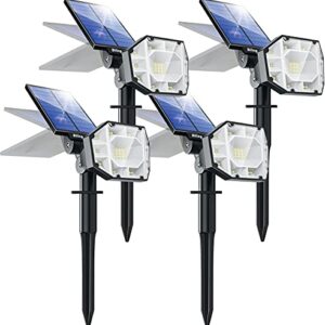 Biling 30 LED Solar Landscape Lights Spotlight, 2-in-1 Bright Solar Lights Outdoor Landscaping Spotlights, Adjustable Garden Spot Lights Solar Powered IP67 Waterproof Wall Lights White