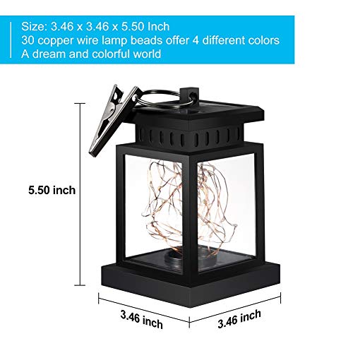 Solar Lantern Outdoor Hanging Lights, ANDEFINE Solar Hanging Lantern Waterproof Solar Table Lamp Solar Powered Outdoor Lanterns Decoration Colorful Lights for Patio, Garden, Tree, Umbrella (1 Pack)