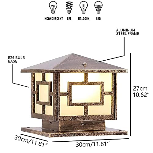 Boilyn Outdoor Column Lights, IP65 Waterproof Patio Post Lamp External Anti-Rust Aluminum Pillar Lights Outdoor Post Lights E26 Exterior Post Lights Fixtures for Garden Patio Lawn¡­