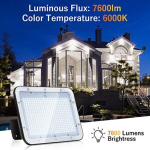 DuuToo [2Pack] 60W LED Flood Light, 7600lm Super Bright Security Lights, IP66 Waterproof Outdoor Flood Light, 6000K Daylight White Floodlight for Yard, Garden, Playground, Basketball Court