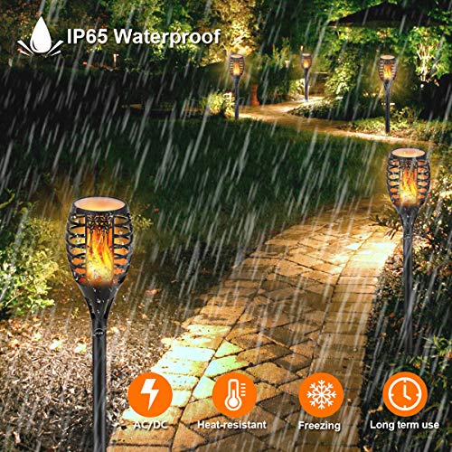 LUYE Low Voltage Torch Landscape Lights Wired Flickering Flames Torches Pathway Lights 12V Outdoor Torch Lighting with Connector Waterproof Landscape Lighting for Yard Patio Decoration (8Pack)