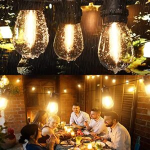 Haohiyo S14 LED Outdoor String Lights 48Ft Shatterproof Patio Lights IP65 Waterproof Edison Vintage Backyard Lights for Outdoor Lighting, Café Porch, Bistro Garden, Party, Camping etc