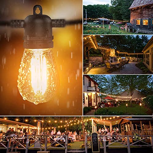 Haohiyo S14 LED Outdoor String Lights 48Ft Shatterproof Patio Lights IP65 Waterproof Edison Vintage Backyard Lights for Outdoor Lighting, Café Porch, Bistro Garden, Party, Camping etc