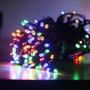 gilbins 2-pack total 200 led multicolor solar string lights outdoor, waterproof solar christmas lights with 8 lighting modes green wire christmas tree lights for garden, patio, fence, balcony