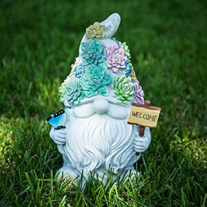 agore gnome garden statues outdoor decor, solar gnome figurines lights for garden decoration with 10 waterproof warm white led multicolor go201e go201e