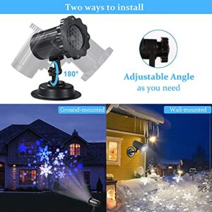 Snowfall LED Light Projector, Christmas Rotating LED White Snowflake Lamp with Remote Control for Christmas, Holiday,Halloween,Party,Garden,Wedding,Indoor Outdoor Decorations on Halloween Waterproof