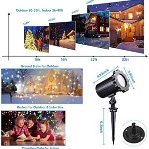 Snowfall LED Light Projector, Christmas Rotating LED White Snowflake Lamp with Remote Control for Christmas, Holiday,Halloween,Party,Garden,Wedding,Indoor Outdoor Decorations on Halloween Waterproof