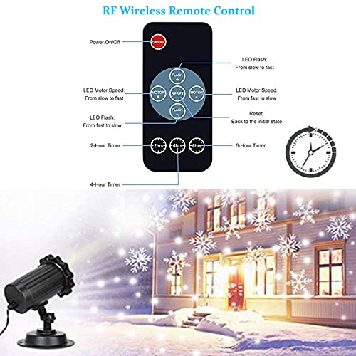 Snowfall LED Light Projector, Christmas Rotating LED White Snowflake Lamp with Remote Control for Christmas, Holiday,Halloween,Party,Garden,Wedding,Indoor Outdoor Decorations on Halloween Waterproof