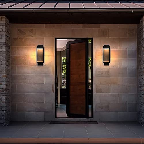 Inowel Outdoor Wall Sconce Lantern Dusk to Dawn Sensor Black LED Exterior Light IP54 Waterproof Classic Wall Light Aluminum Wall Mount Lamp Lighting for Porch Front Door Garden 13W 800Lm 3000K