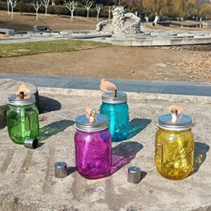 4PCS Mason Bottle Outdoor Tabletop Torch Set with Fiberglass Wicks, Outside Decor Accessories for Yard, Patio, Deck or Garden(Green))