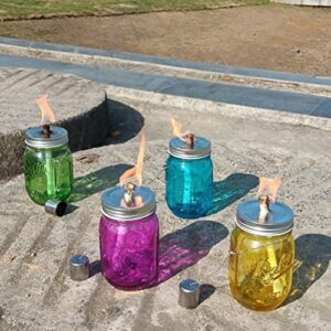 4PCS Mason Bottle Outdoor Tabletop Torch Set with Fiberglass Wicks, Outside Decor Accessories for Yard, Patio, Deck or Garden(Green))